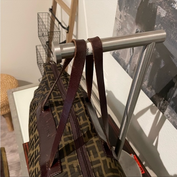 FENDI Large Zucca Canvas Duffle Weekender Tote Bag Black Brown - Picture 8 of 16